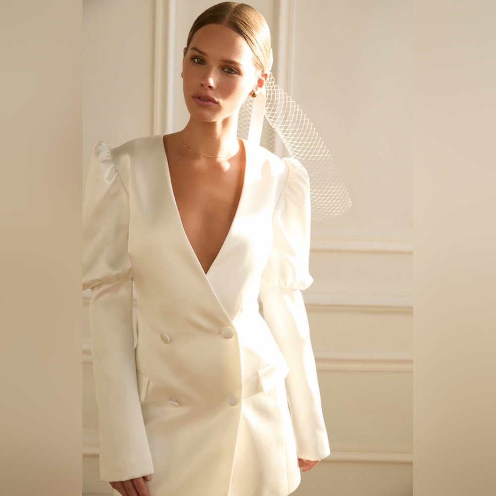 NEW Amanda Uprichard Alberti Blazer Dress in Ivory | Size XS - Picture 3 of 9